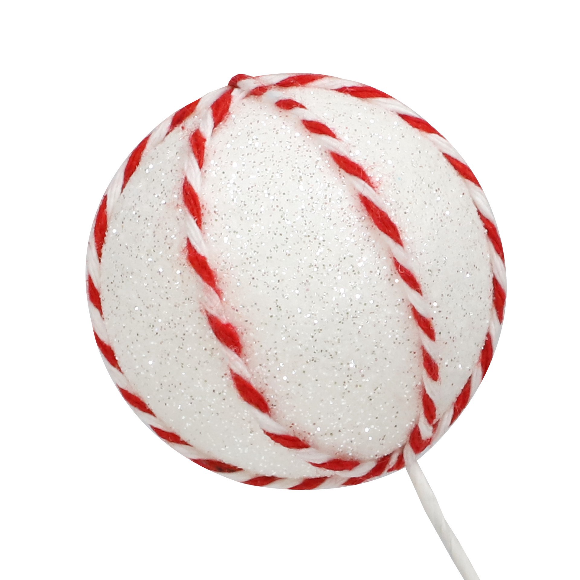 slide 3 of 3, 11.75" Red & White Ball & Twine Ornament Pick By Ashland, 3.75 in x 1.75 in x 11.75 in