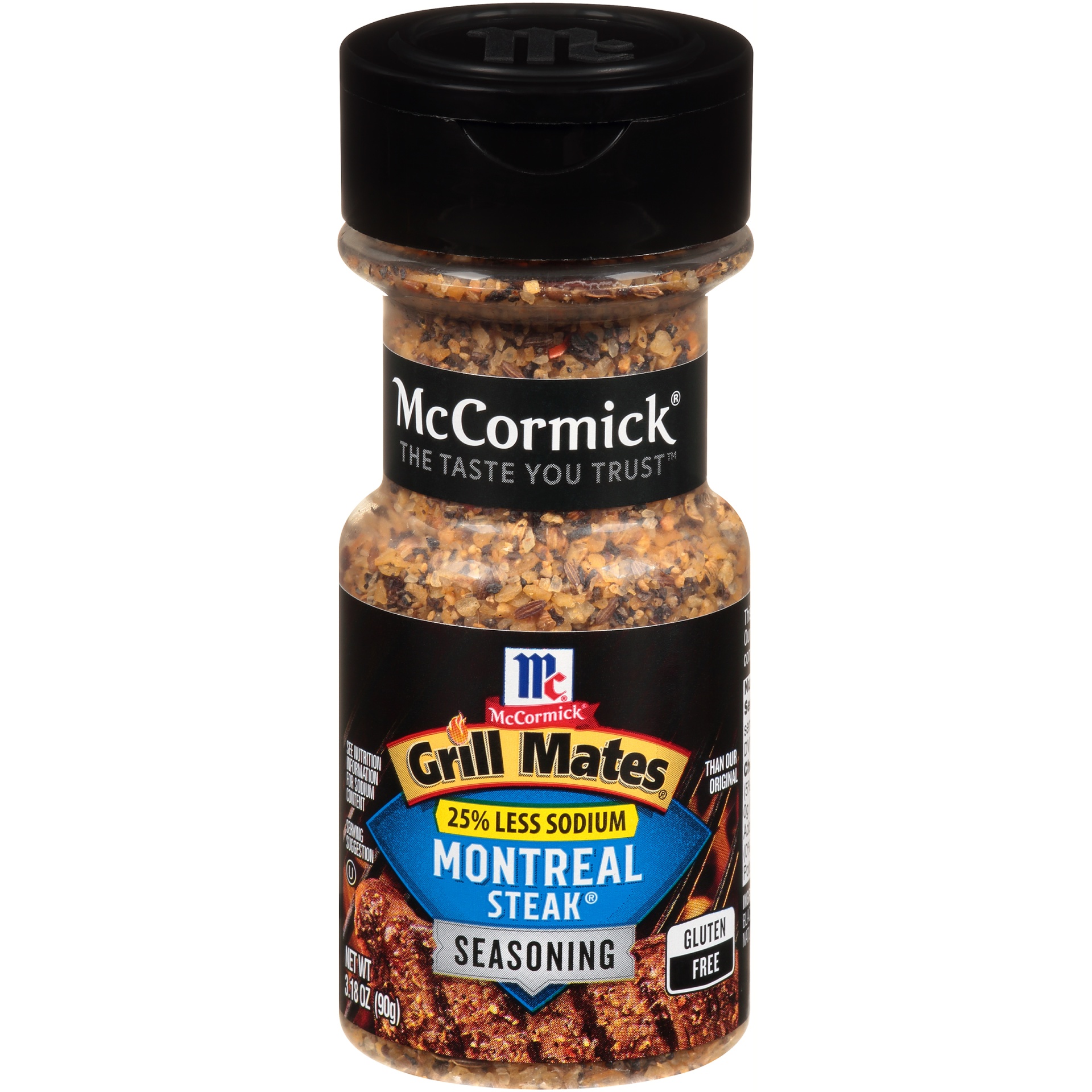 slide 1 of 6, McCormick Grill Mates 25% Less Sodium Montreal Steak Seasoning, 3.18 oz