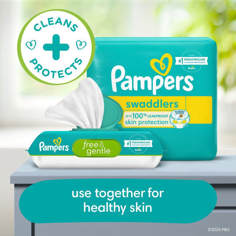 slide 4 of 11, Pampers Free & Gentle Baby Wipes, 99% Water, Hypoallergenic, Unscented, 100% Plant Based, Plastic-Free Baby Wipes, 156 Baby Wipes Total (2X Flip-Top Packs), 156 ct