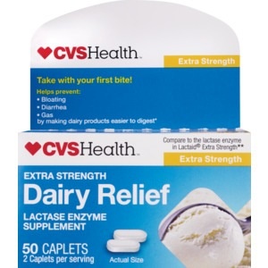 slide 1 of 1, CVS Health Dairy Relief Caplets Extra Strength, 50 ct