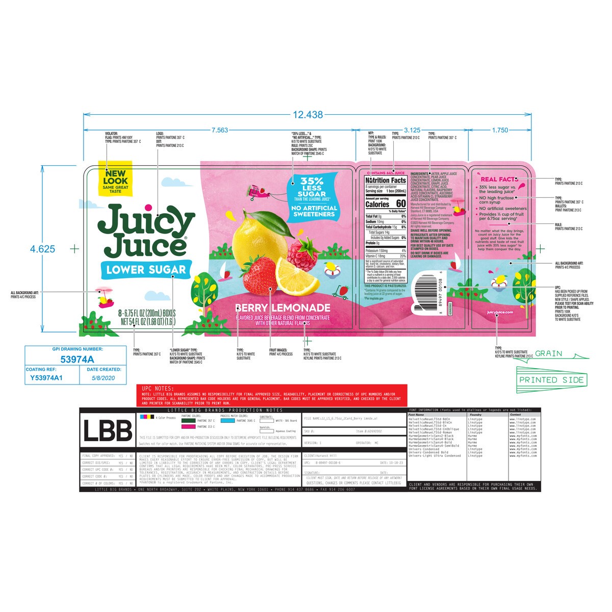 slide 2 of 9, Juicy Juice Lower Sugar, Berry Lemonade, 8 Count, 6.75 FL OZ Juice Boxes, 6.75 fl oz