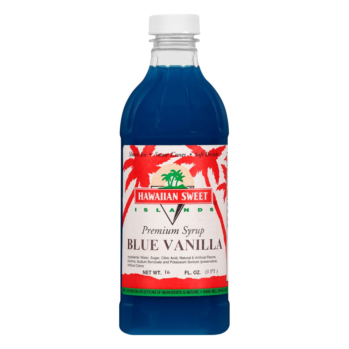 slide 1 of 10, Hawaiian Sweet Islands Premium Blue Vanilla Syrup, 