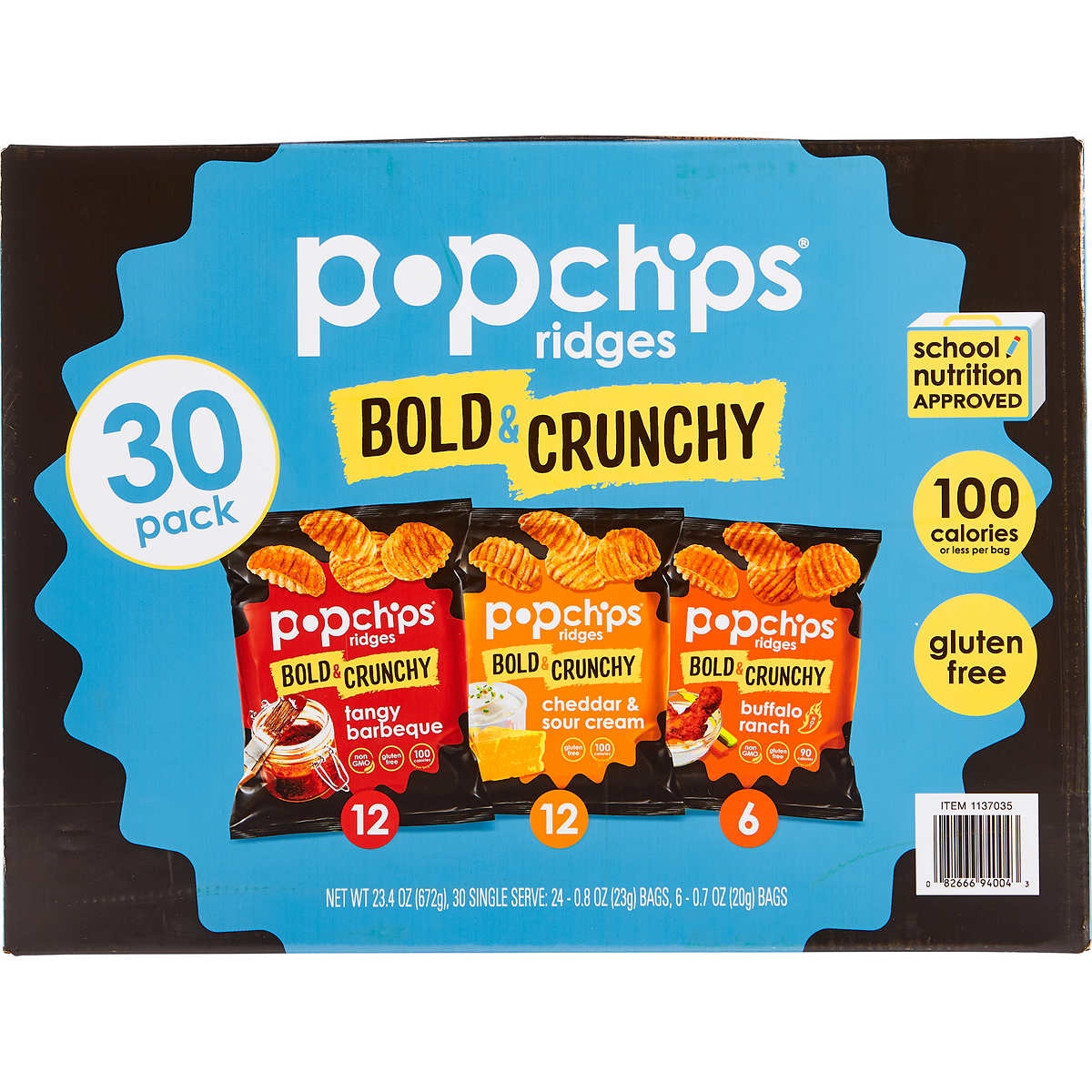 slide 1 of 1, popchips Ridges Variety Pack /0.8 Oz, 30 ct