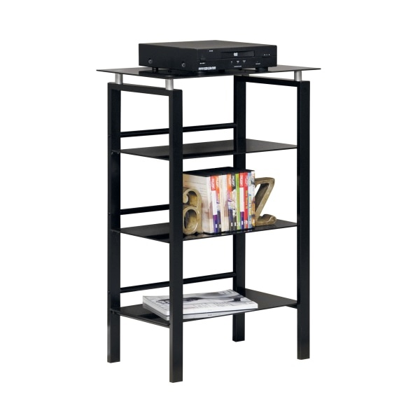 slide 1 of 2, Realspace Lake Point 38''H 3-Shelf Glass/Metal Bookcase, Black, 1 ct