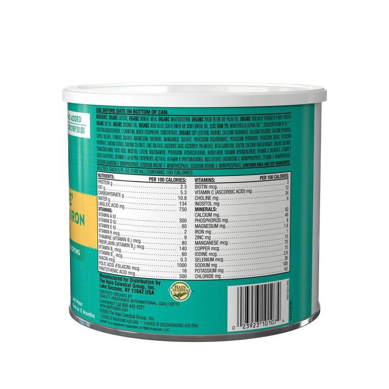 slide 2 of 4, Earth's Best Organic Organic Gentle Infant Formula with Iron 21 oz. Canister, 23.2 oz