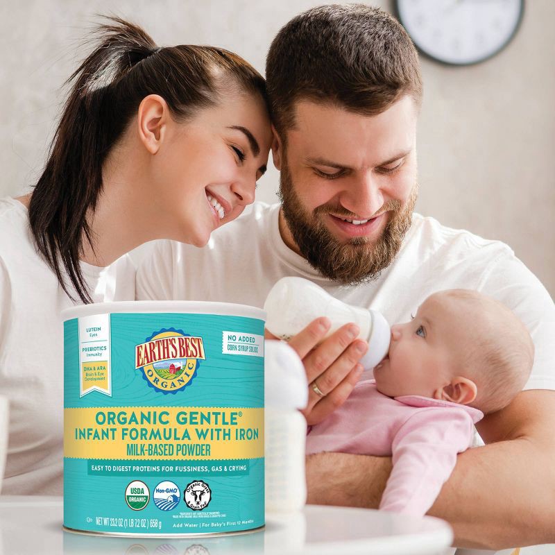 slide 3 of 4, Earth's Best Organic Organic Gentle Infant Formula with Iron 21 oz. Canister, 23.2 oz