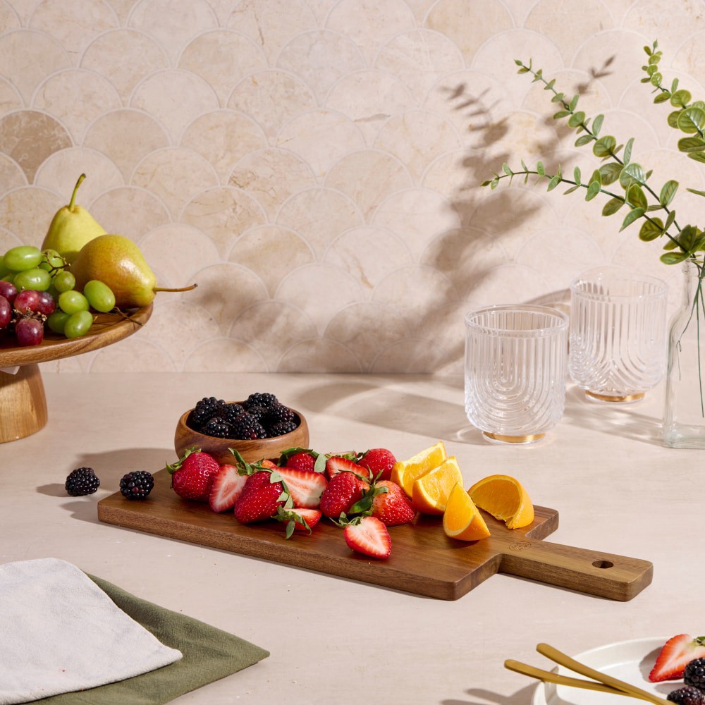 slide 3 of 4, Dash of That Rectangle Acacia Wood Paddle Board, 15.98 in