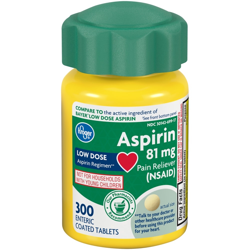 slide 1 of 1, Kroger Low Dose Coated Aspirin Tablets 81Mg, 300 ct