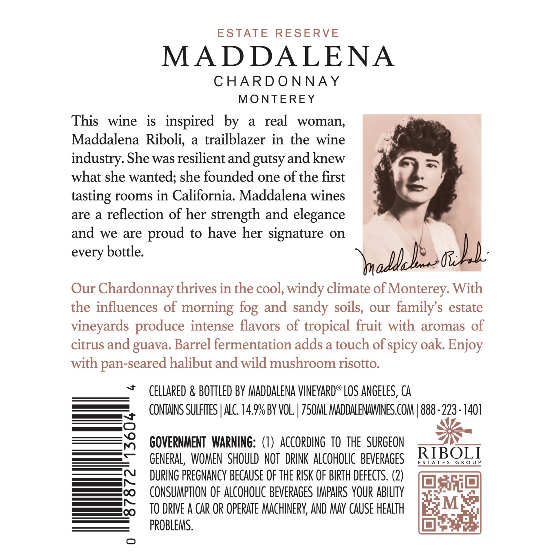 slide 3 of 8, Maddalena Monterey Chardonnay White Wine 750 ml, 750 ml