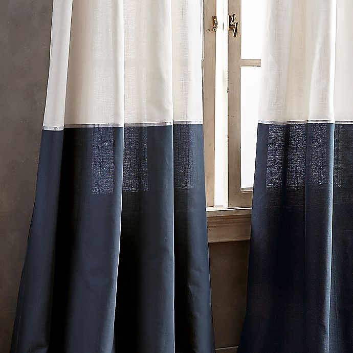 slide 2 of 3, DKNY Color Band Grommet Top Window Curtain Panel - Navy, 95 in