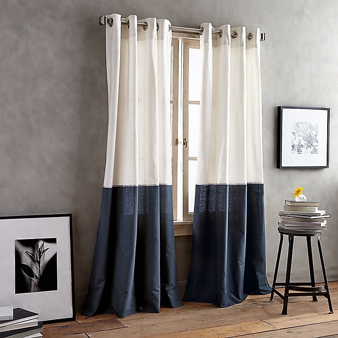 slide 1 of 3, DKNY Color Band Grommet Top Window Curtain Panel - Navy, 95 in