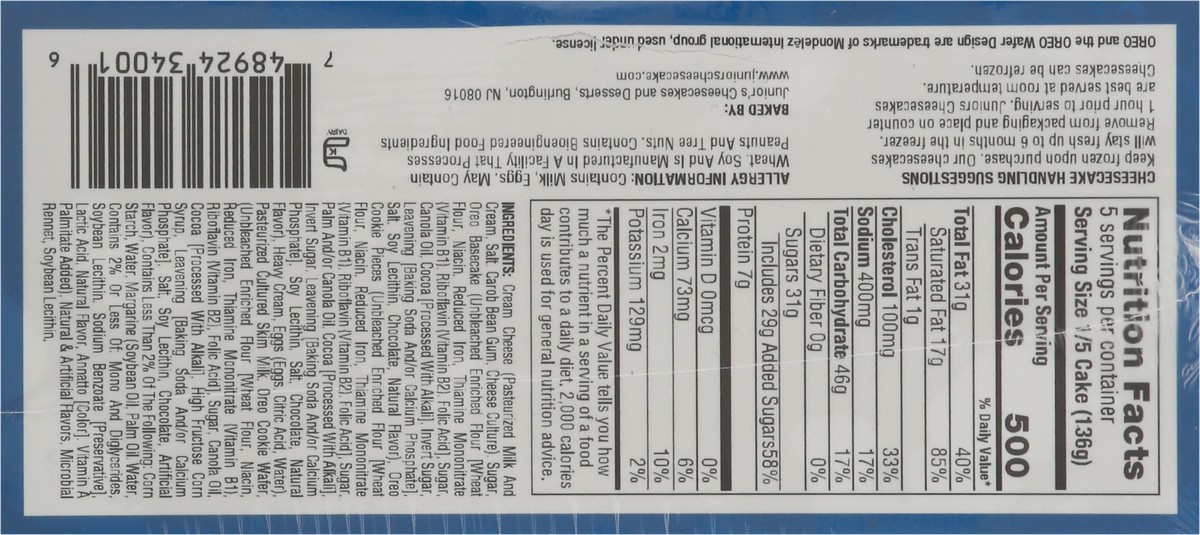 slide 6 of 14, Junior's New York Oreo Cheesecake 24 oz, 24 oz