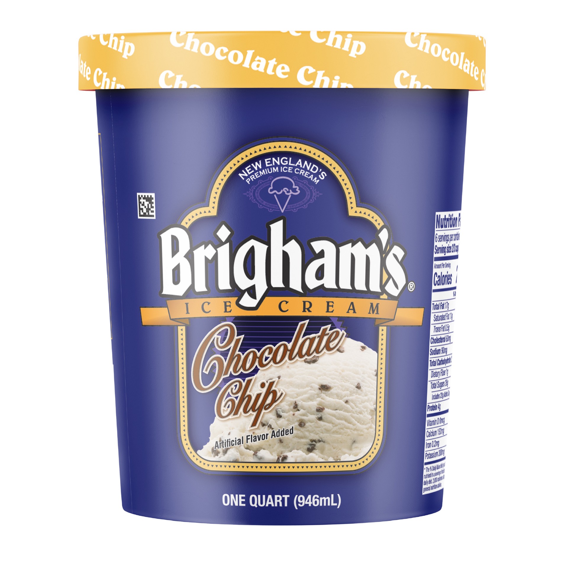 slide 1 of 3, BRIGHAM'S ICE CREAM Brigham's Chocolate Chip Ice Cream, 1 Quart, 32 fl oz