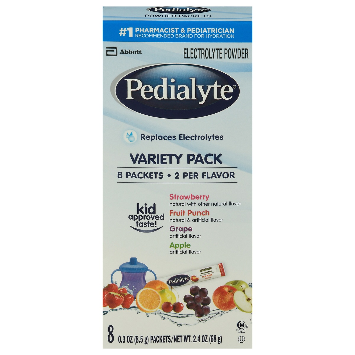 slide 1 of 7, Pedialyte Oral Electrolyte Solution Powder, 8 ct