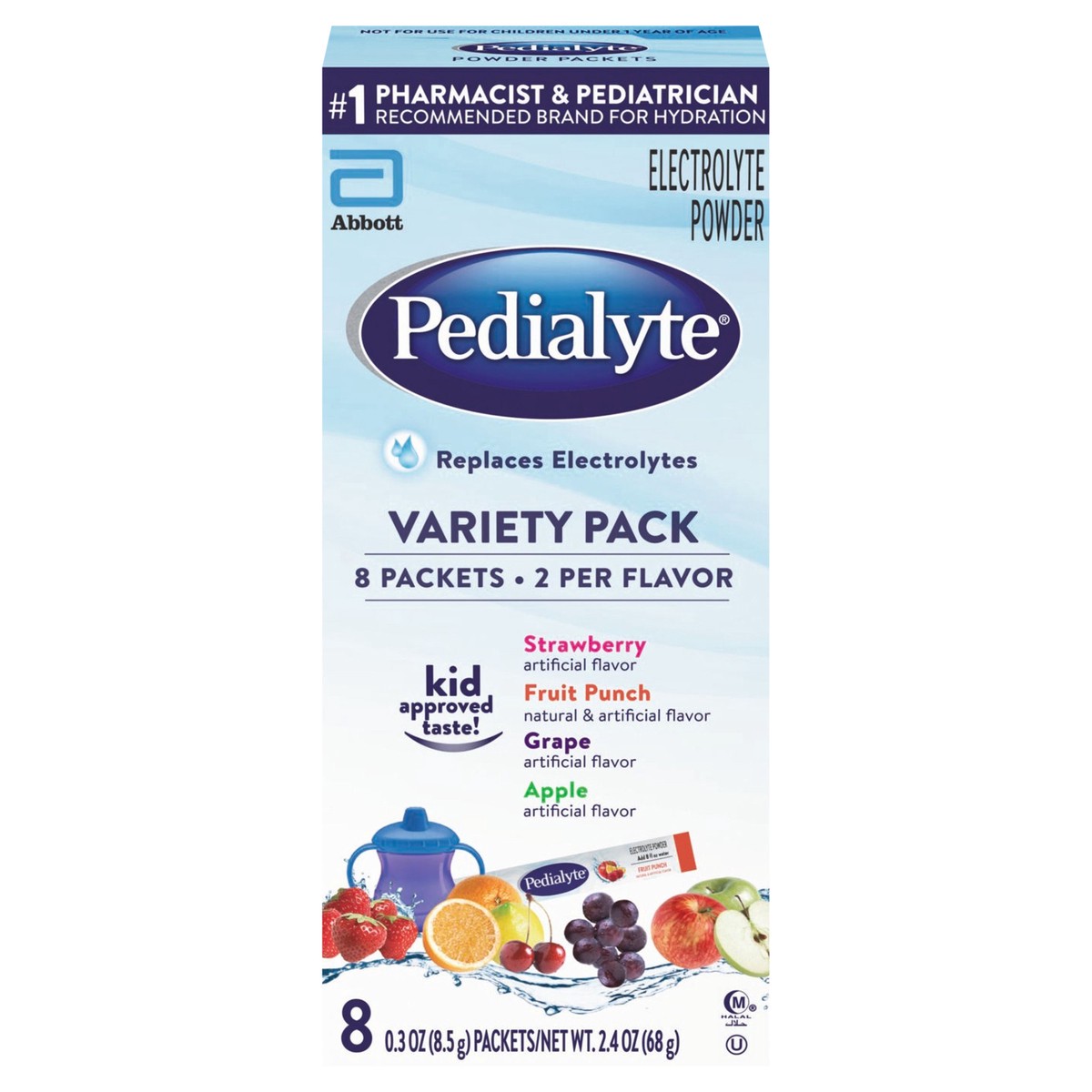 slide 1 of 5, Pedialyte Electrolyte Powder Variety Pack - 8ct/2.4oz, 8 ct, 2.4 oz