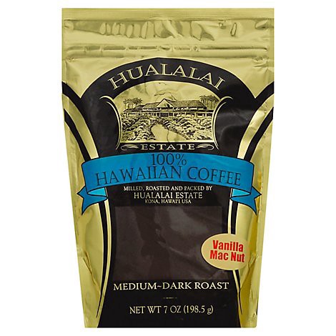 slide 1 of 1, Hualalai Estate Coffee Grind Medium-Dark Roast Hawaiian Coffee Vanilla Mac Nut- 7 oz, 7 oz