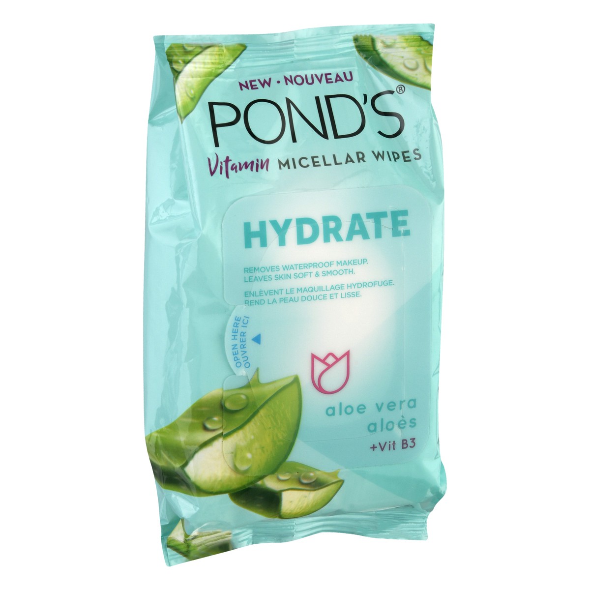 slide 2 of 10, Pond's Vitamin Micellar Wipes Hydrate Aloe Vera, 25 Wipes, 25 ct