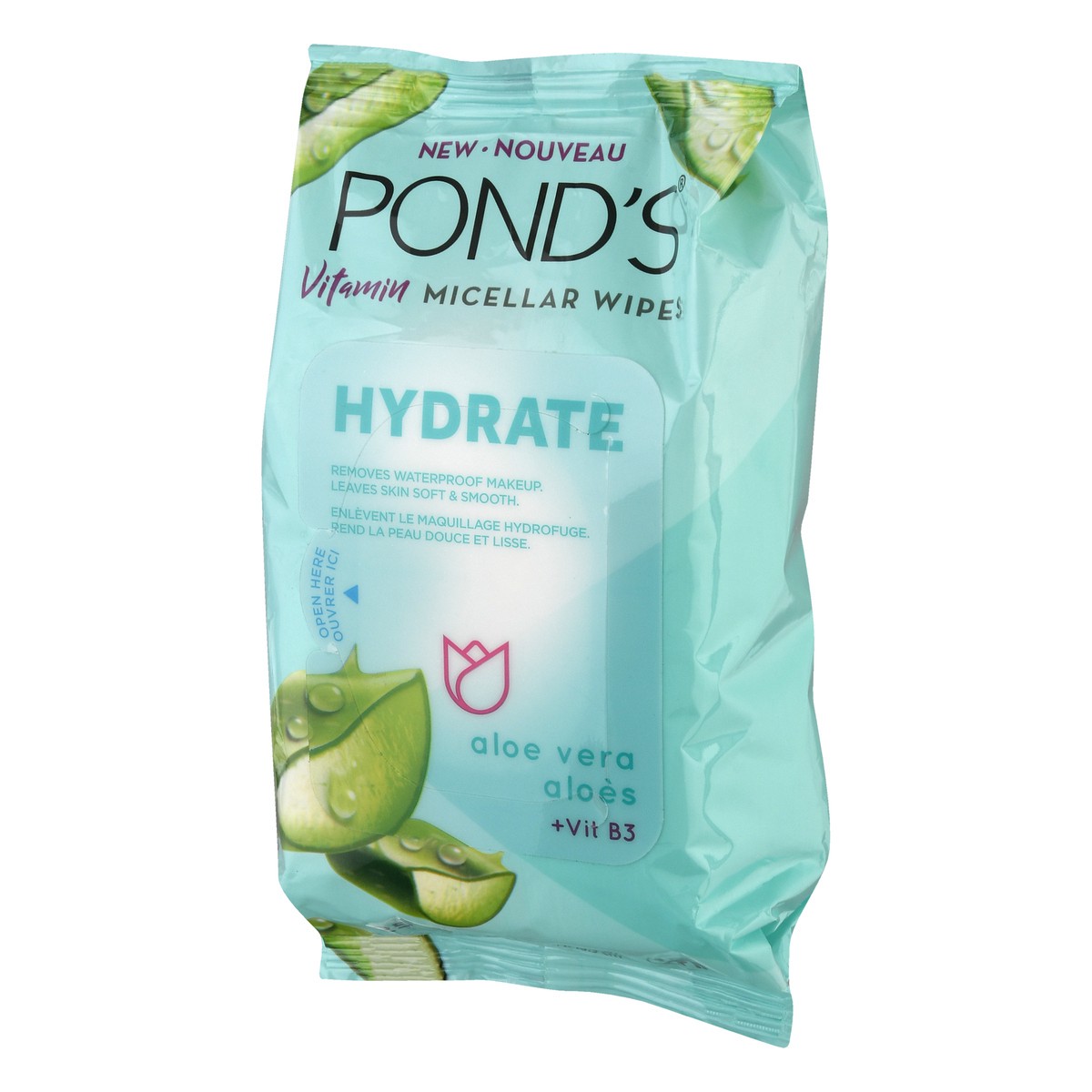 slide 6 of 10, Pond's Vitamin Micellar Wipes Hydrate Aloe Vera, 25 Wipes, 25 ct