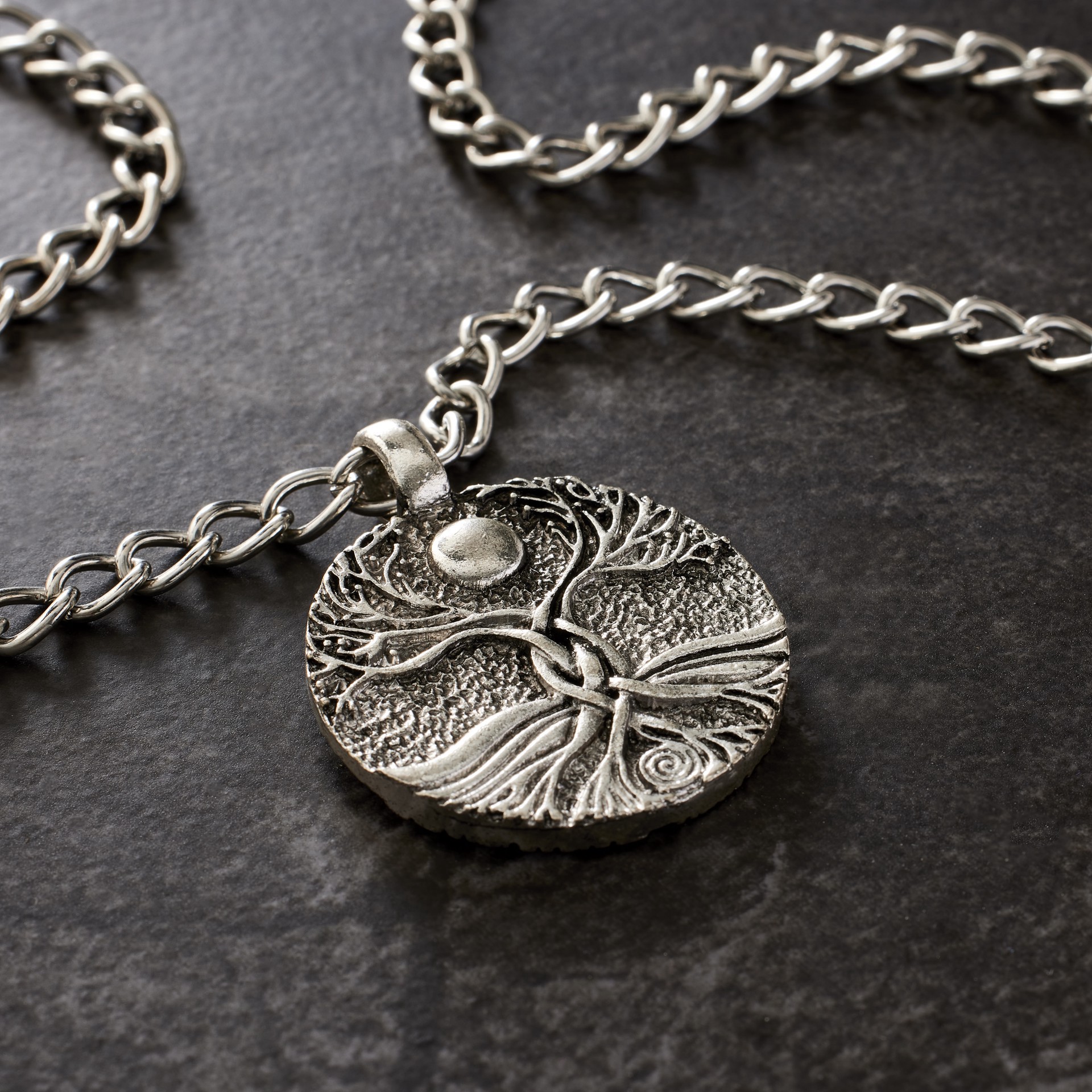 slide 3 of 3, Rhodium Round Tree Roots Pendant By Bead Landing, 34 mm