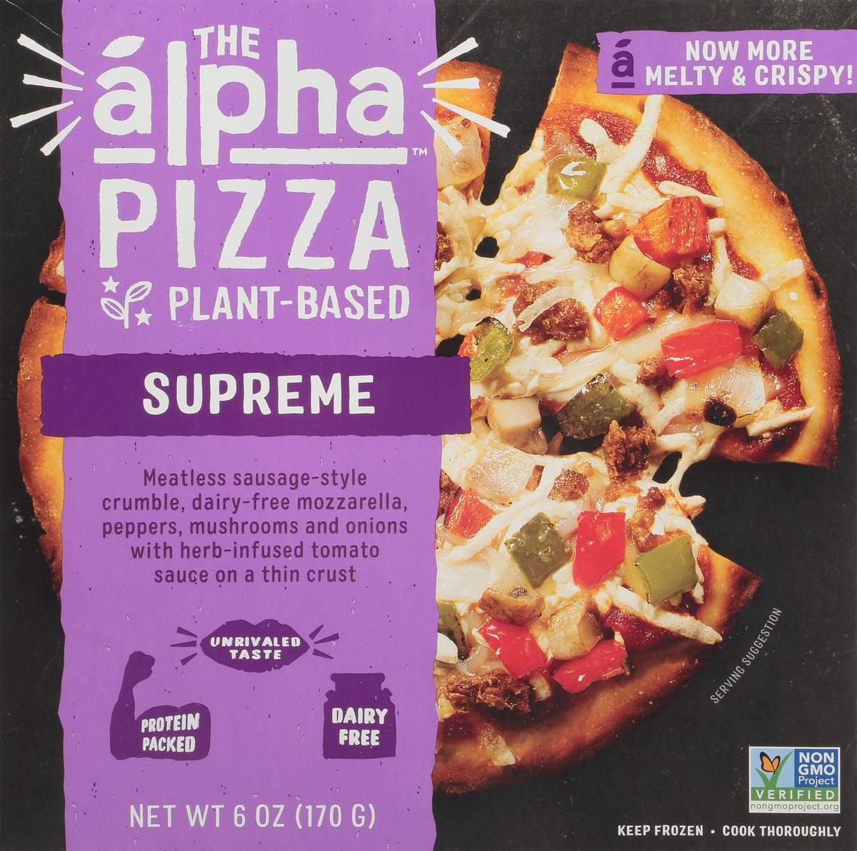 slide 8 of 13, Alpha Foods Pizza Plant Based Supreme, 6 oz