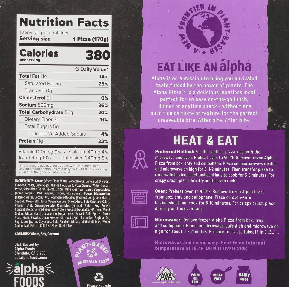 slide 12 of 13, Alpha Foods Pizza Plant Based Supreme, 6 oz