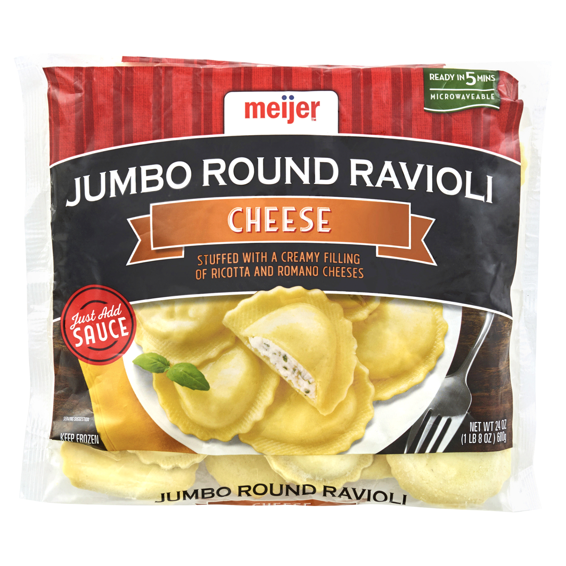 slide 1 of 2, Meijer Jumbo Round Cheese Ravioli, 24 oz