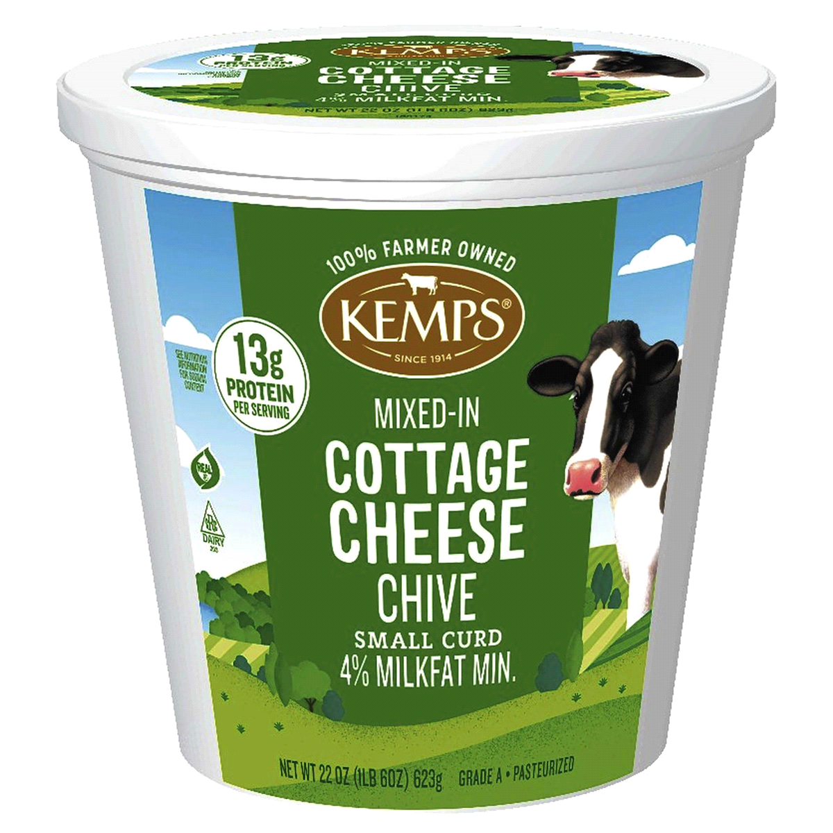 slide 1 of 5, Kemps Cottage Cheese Chive, Small Curd, 22 oz