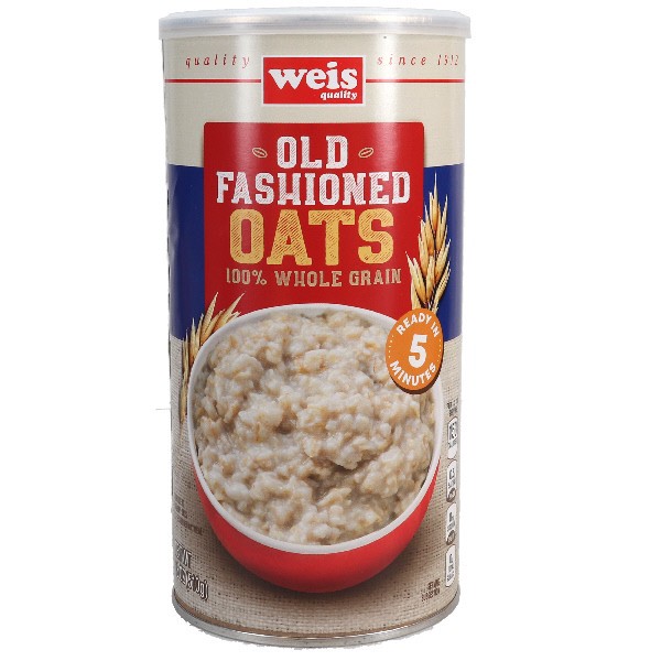 slide 1 of 6, Weis Quality 100% Whole Grain Old Fashioned Oats, 18 oz