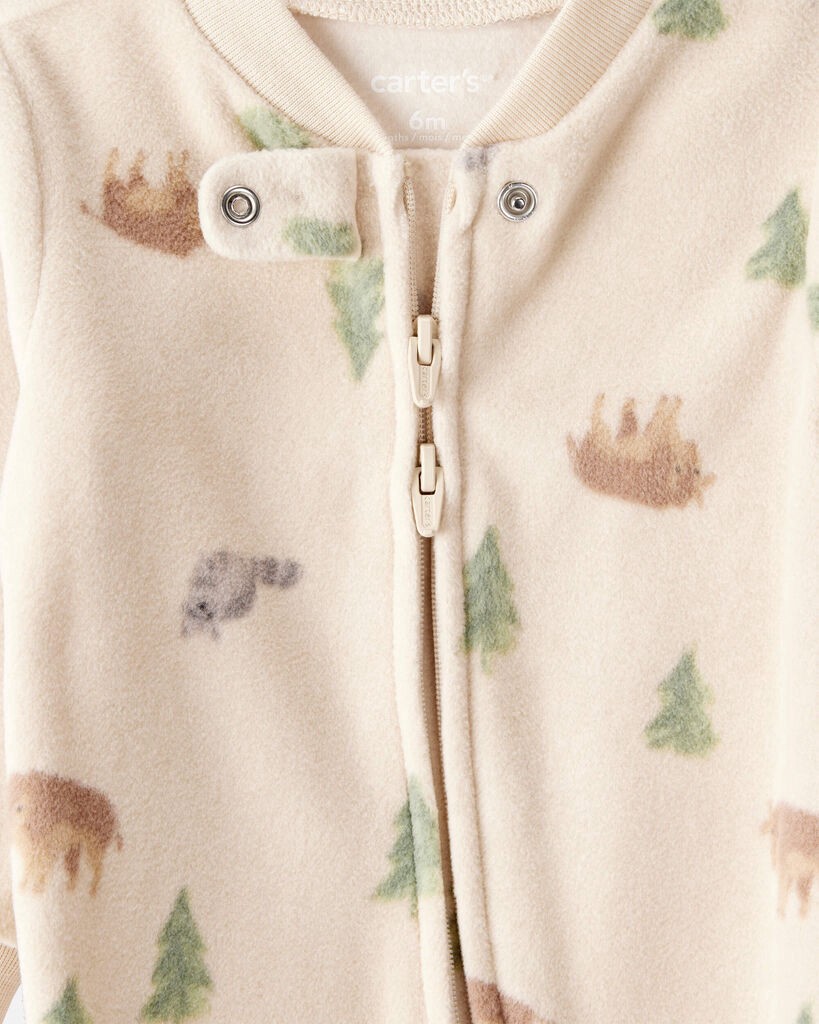 slide 3 of 4, Carter's Carters Baby Boy Buffalo Print Loose Fit Long-Sleeve Sleep & Play Pajamas - Brown Brown 9M, 1 ct