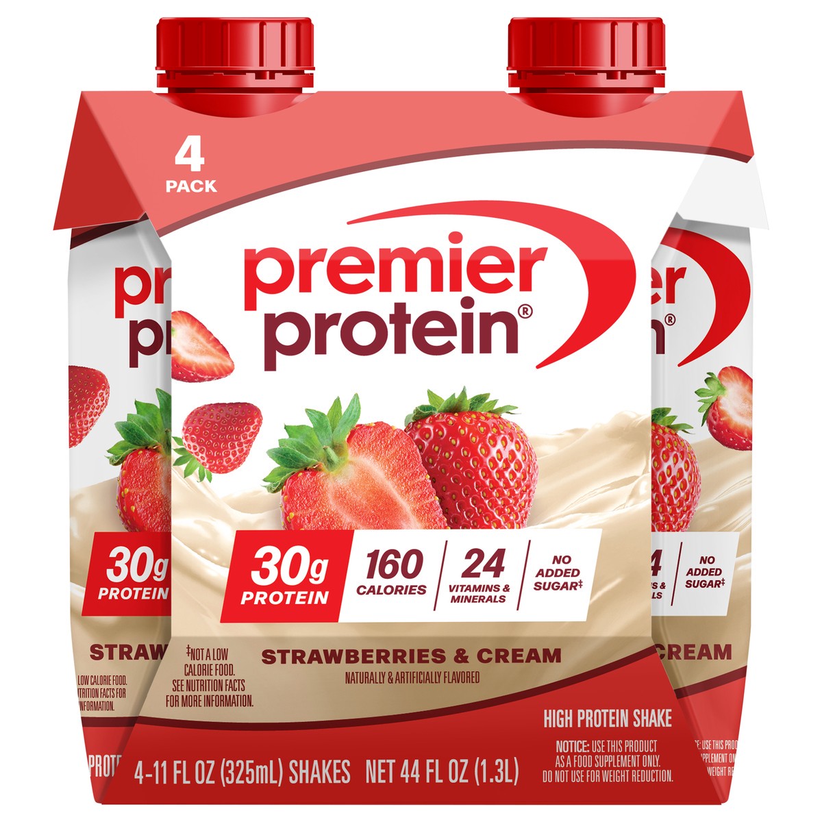 slide 1 of 2, Premier Protein Shake Strawberries & Cream - 4 PK, 4 ct