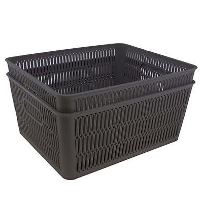 slide 1 of 1, Simplify Black Slide & Stack Storage Bins, 2 ct