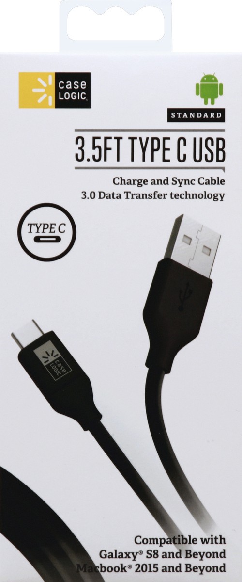 slide 1 of 5, Case Logic USB C-type 3.0 Speed Cable, 3.5 ft