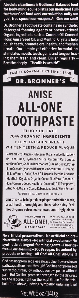 slide 1 of 9, Dr. Bronner's Anise All-One Toothpaste 5 oz Box, 5 oz