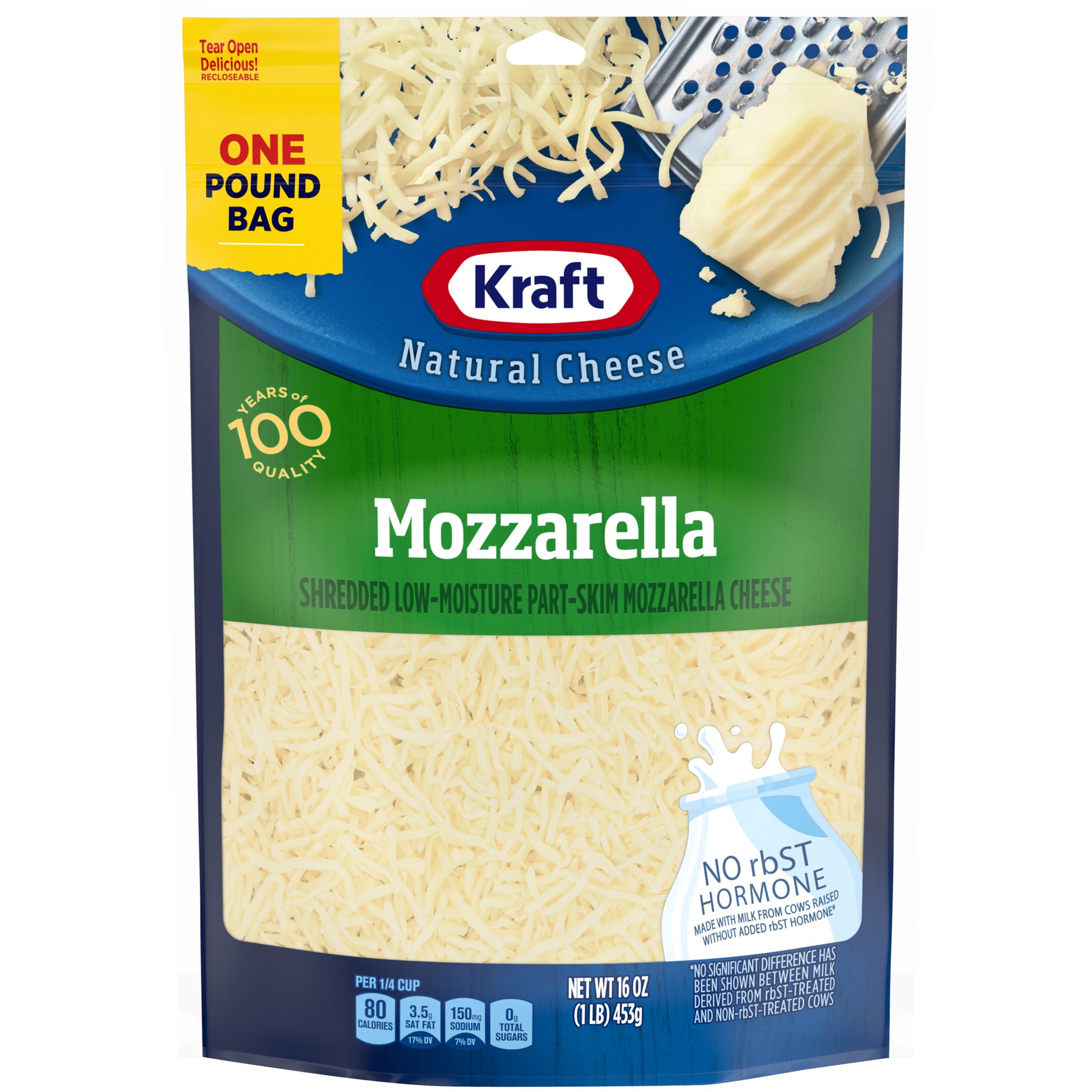 slide 1 of 1, Kraft Mozzarella Shredded Cheese, 16 oz Bag, 16 oz