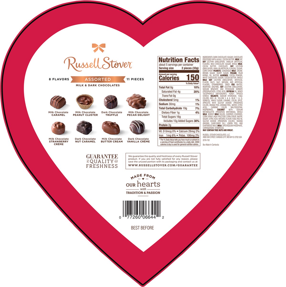 slide 7 of 9, Russell Stover Valentine's Day Love Confetti Heart Assorted Milk & Dark Chocolate Gift Box, 6.25 oz. (˜ 11 pieces), 6.25 oz