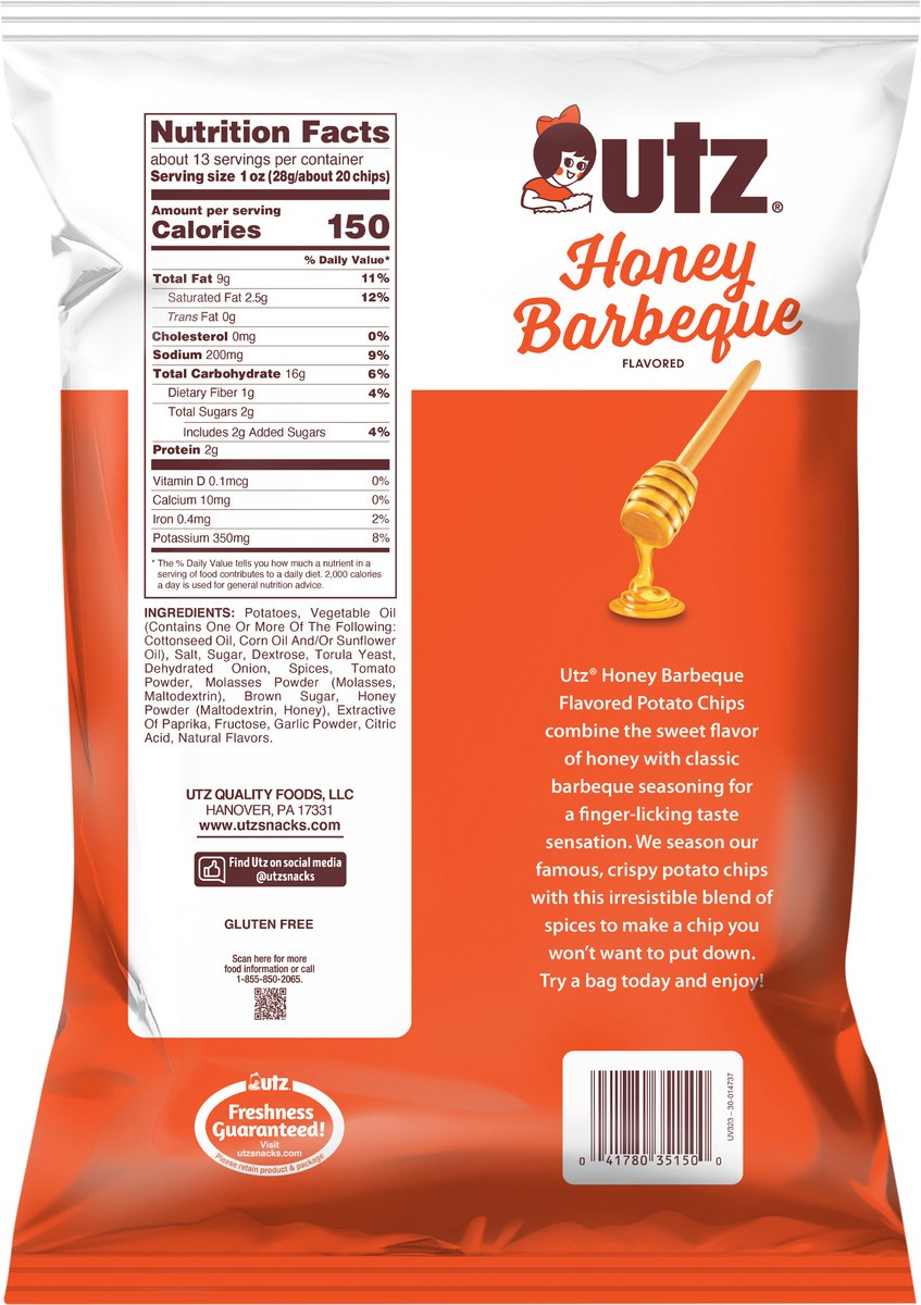 slide 5 of 7, Utz 12.5 oz Utz Honey Barbeque Potato Chips, 12.5 oz
