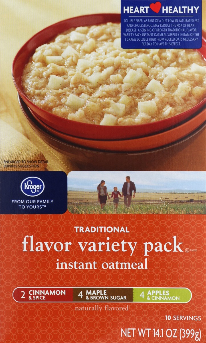 slide 4 of 4, Kroger Traditional Flavor Instant Oatmeal Variety Pack, 10 ct; 1.4 oz