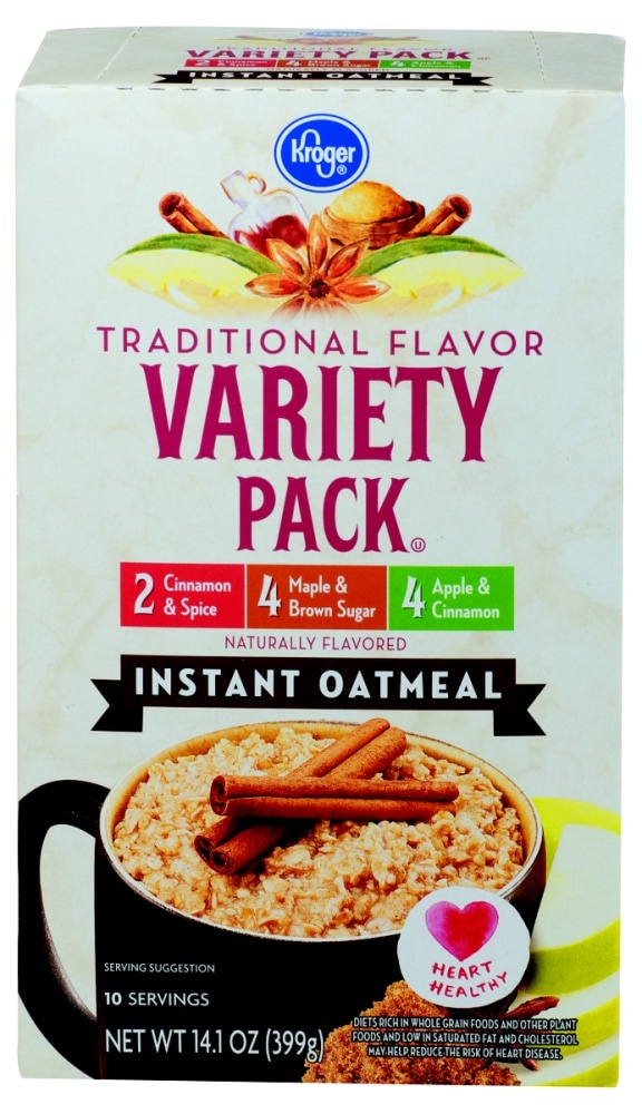 slide 1 of 1, Kroger Traditional Flavor Instant Oatmeal Variety Pack, 10 ct; 1.4 oz