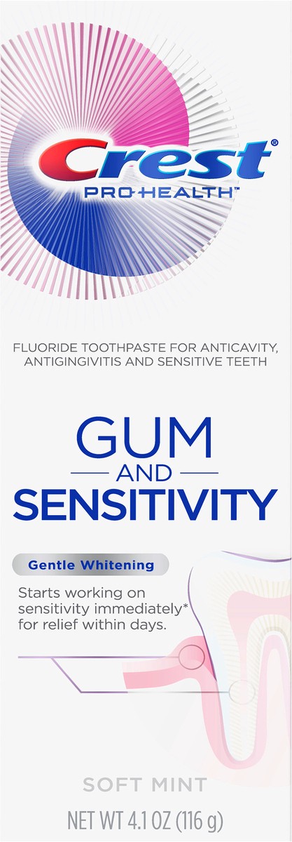 slide 2 of 3, Crest Sensitive & Gum Gentle Whitening Anticavity Fluoride Toothpaste 4.1 oz, 4.1 oz