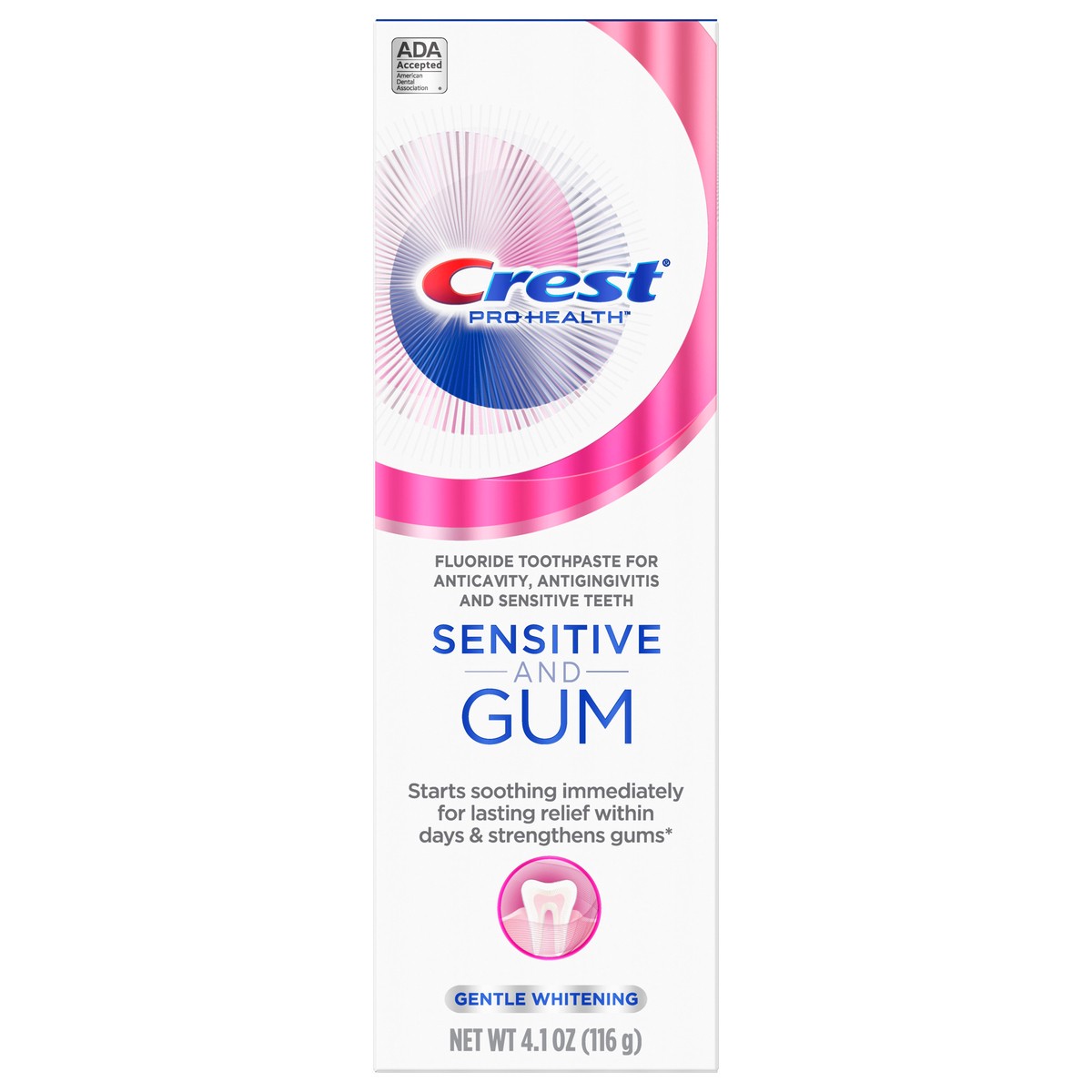 slide 1 of 3, Crest Sensitive & Gum Gentle Whitening Anticavity Fluoride Toothpaste 4.1 oz, 4.1 oz