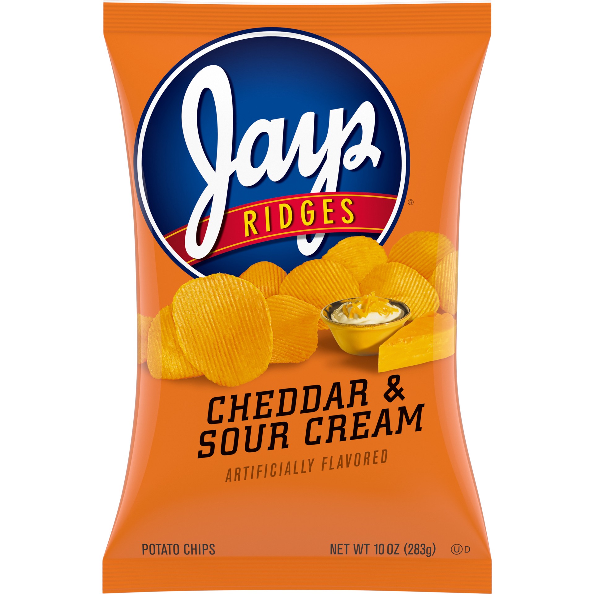 slide 1 of 5, Jays Ridges Potato Chips, Cheddar and Sour Cream, 10 Oz Bag, 10 oz
