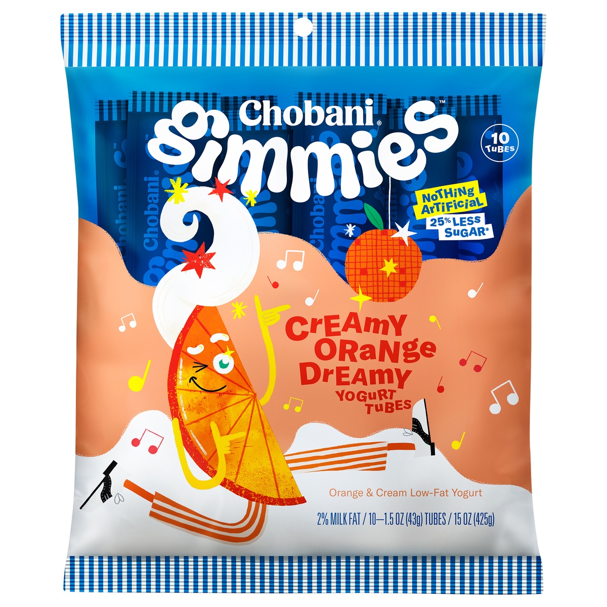 slide 1 of 7, Chobani Gimmies Creamy Orange Dreamy Yogurt Tubes 10 - 1.5 Oz Tubes, 15 oz