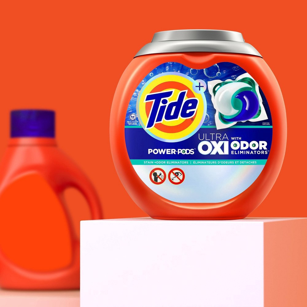 slide 4 of 9, Tide Ultra OXI Power PODS with Odor Eliminators Laundry Detergent Pacs, 32 Count, For Visible and Invisible Dirt, 32 ct
