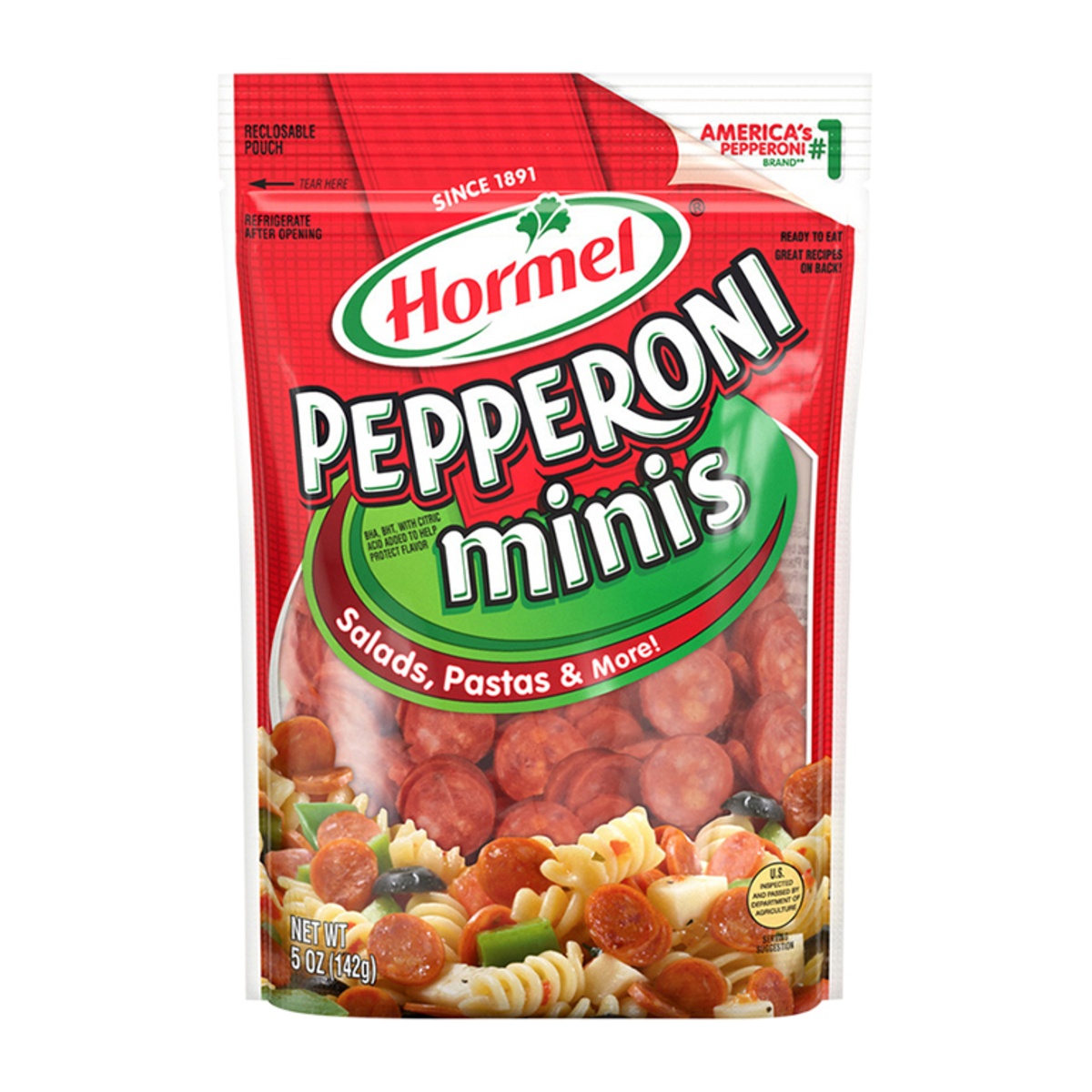 slide 1 of 6, Hormel® Pepperoni Minis 5 oz. Pouch, 5 oz