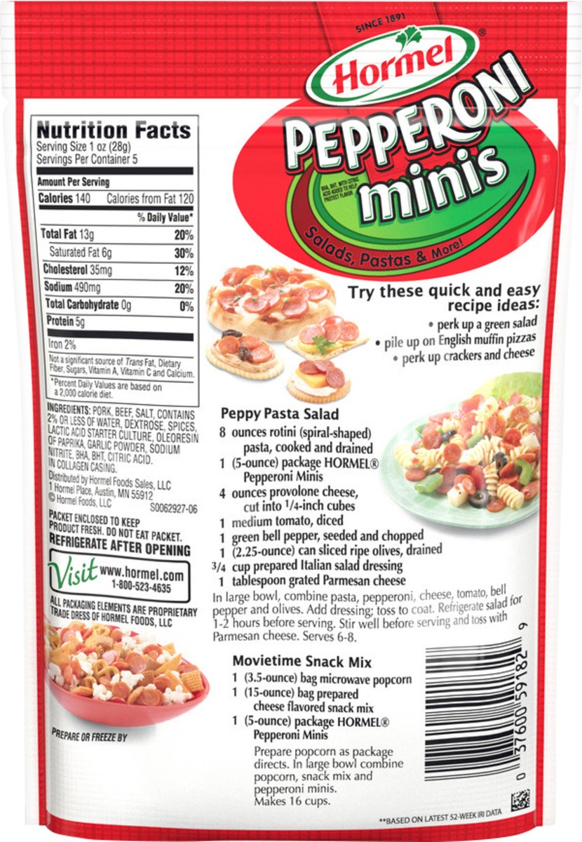 slide 6 of 12, Hormel Pepperoni Minis 5 oz. Pouch, 5 oz