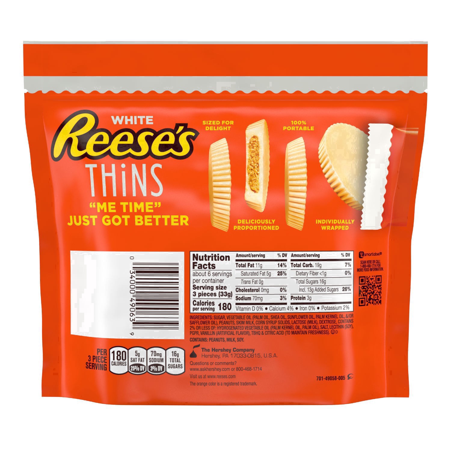 slide 20 of 56, REESE'S THiNS White Creme Peanut Butter Cups Candy, Individually Wrapped, 7.37 oz, Share Pack, 7.37 oz