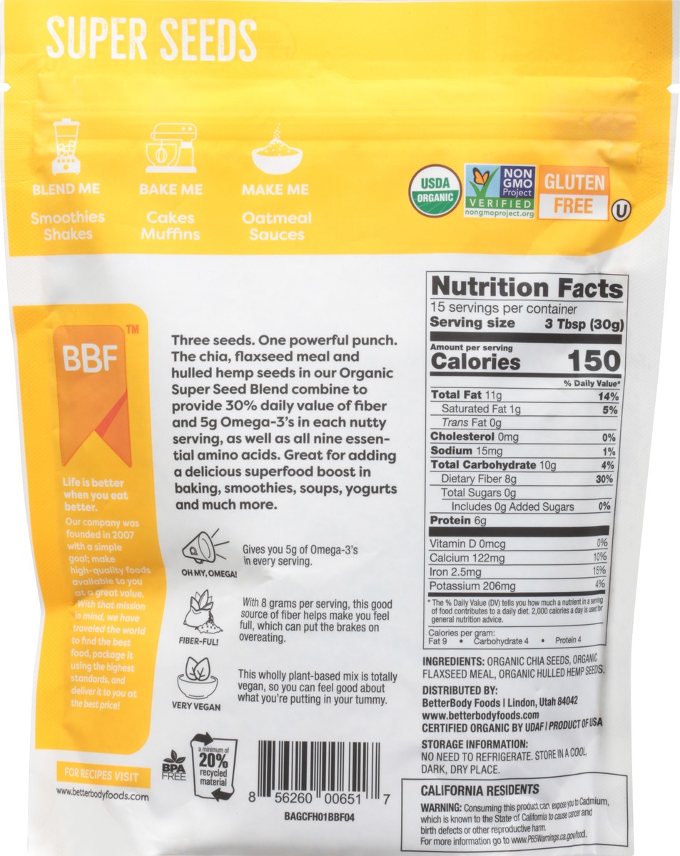 slide 4 of 9, BetterBody Foods Organic Super Seeds, 16 oz