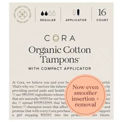 Cora Organic Cotton Tampons - Regular Absorbency