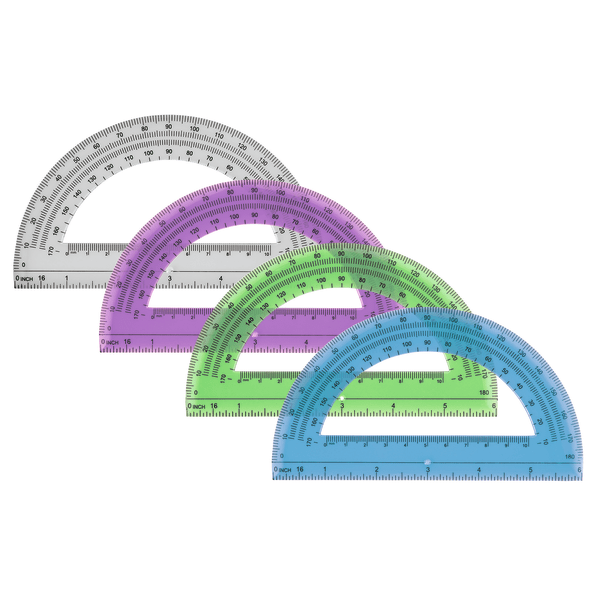 slide 1 of 5, Office Depot Semicircular 6'' Protractor, Clear, 6 in