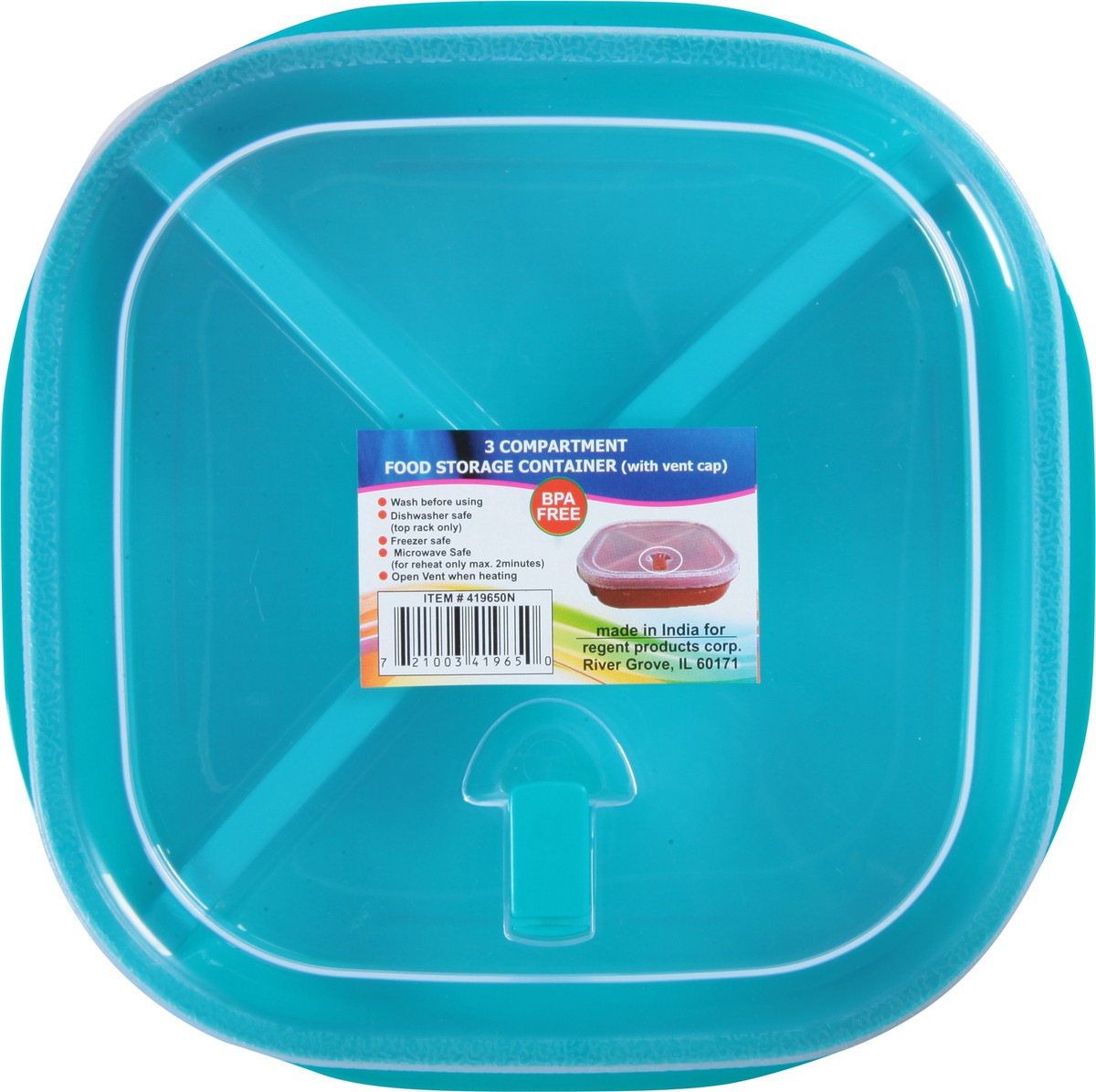 slide 12 of 12, Regent Products 3 Compartment Food Storage Container with Vent Cap 1 ea, 1 ct